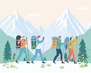 Fototapeta premium Environmental protection, national park rangers in action, flat design illustration