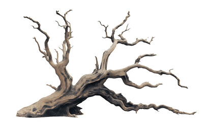 dried old spooky dead tree branch isolated on transparent white background. cut out © Molin