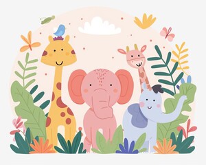 Endangered species protection, wildlife sanctuary, flat design illustration