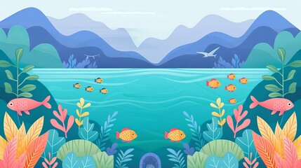 Fototapeta premium Impact of invasive species, ecosystem changes, flat design illustration