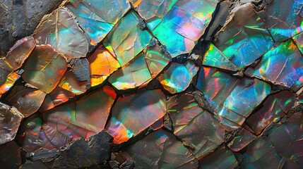 Close-up of a Multicolored Opal Gemstone