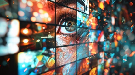 Movie showing grid screen, showing and new coming program, AI generated for Ads