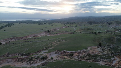 Aerial view, natural panorama of the savanna hills which are also known as Pajjongan hills in...