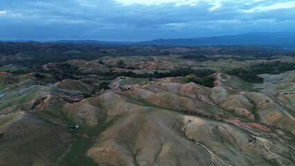 Aerial view, natural panorama of the savanna hills which are also known as Pajjongan hills in...