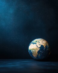 Fototapeta premium A stunning view of Earth against a dark starry background, highlighting the beauty and uniqueness of our planet.