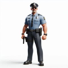 A strong police man cartoon character