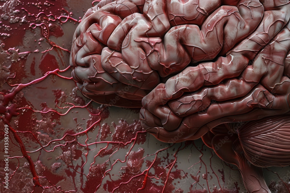 Poster intricate neural network. brain texture high detailed plain background concept