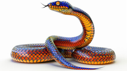 Naklejka premium Multi-colored snake isolated in white background