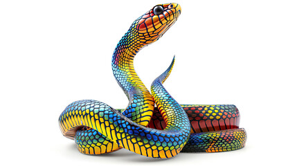 Fototapeta premium Multi-colored snake isolated in white background