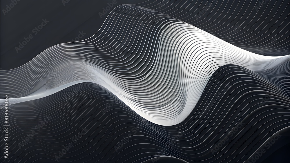 Poster abstract gray topography contour map with wave line pattern background design. geometric black wave 