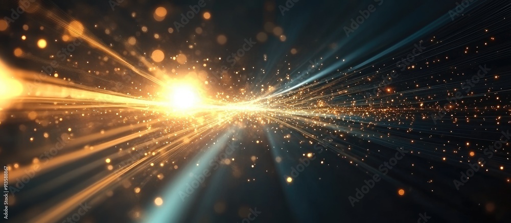 Poster futuristic abstract light glare effect conveying dynamic movement and high speed technology