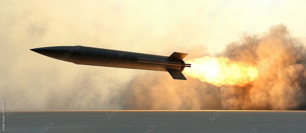Aufkleber isolated 3d rendering of a missile on a clean background