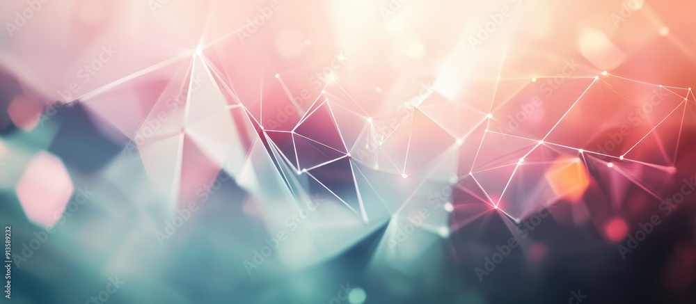 Poster futuristic abstract design featuring polygonal shapes on a light background representing digital tec