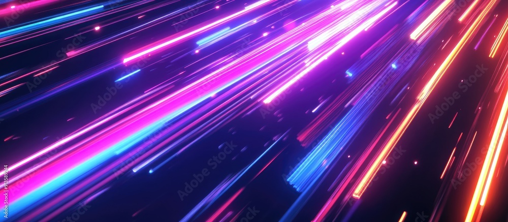 Aufkleber vibrant neon lines pulsating against a dark background dynamic electric flash effects for tech anima