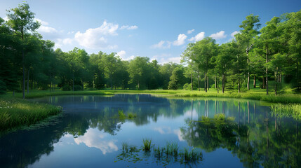 Fototapeta premium Serene Forest Lake.