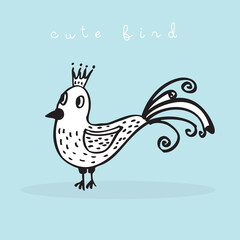 Hand drawing doodle cute bird vector illustration for t-shirt ,card, poster design for kids. Vector illustration design for fashion fabrics, textile graphics, prints, Cute bird cartoon, cute animal