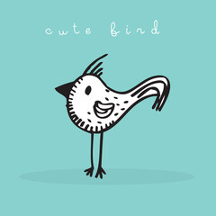 Hand drawing doodle cute bird vector illustration for t-shirt ,card, poster design for kids. Vector illustration design for fashion fabrics, textile graphics, prints, Cute bird cartoon, cute animal
