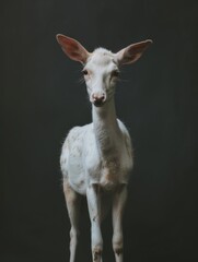 Albino deer. Studio photography of an animal in white color.