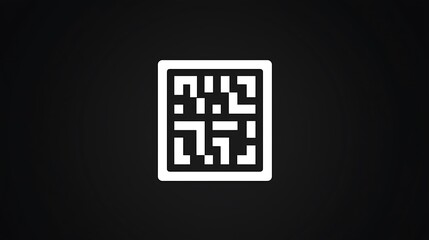 Vector QR code icon on dark background, digital symbol for mobile data communication