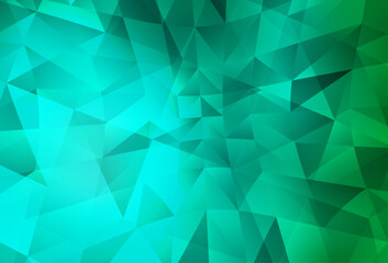 Light Green vector shining triangular backdrop.