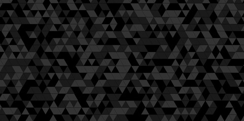 Fototapeta premium Vector glowing dark black gradient abstract triangle polygon mosaic. geometric ornament. seamless diamond technology black and gray triangle element light background.