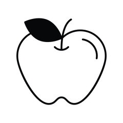 apple glyph icon with white background vector stock illustration