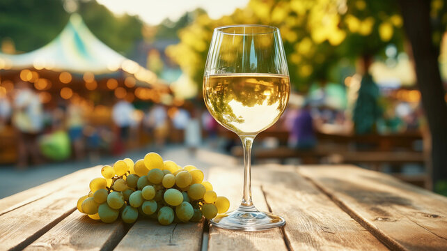 Weinfest an der Mosel mit Riesling im Wein Glas