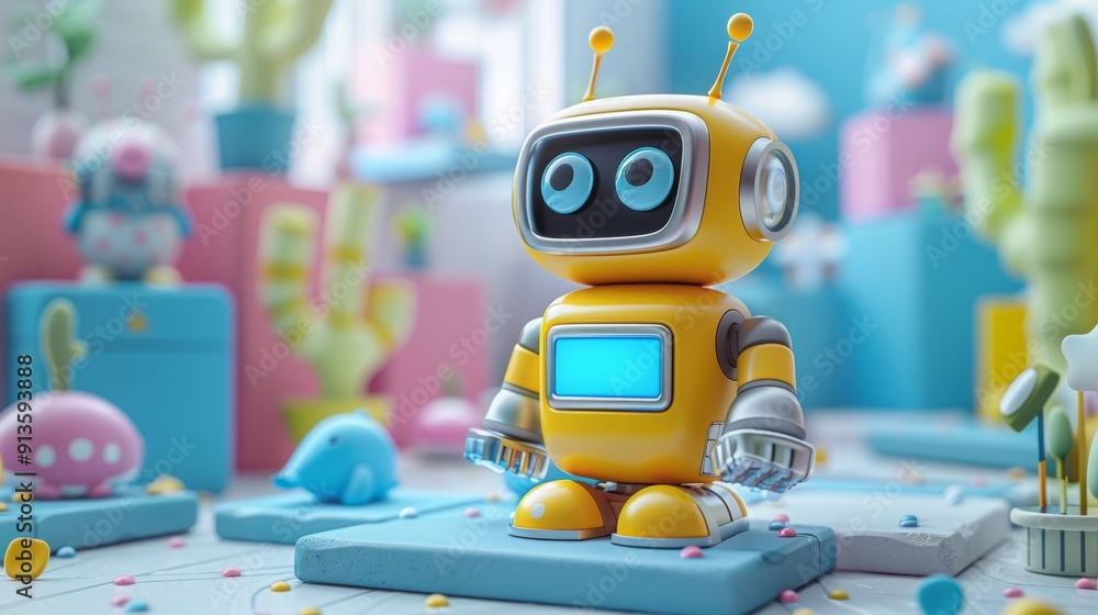 Poster cartoon 3d ai chat gpt system generating creative content for users