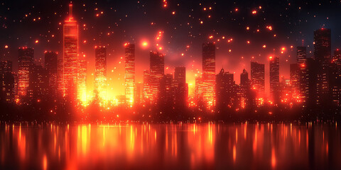 Abstract glowing particle lines and bokeh on a dark backdrop, conveying a futuristic technology concept