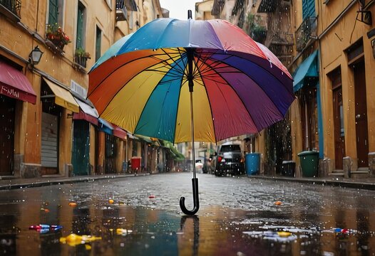 paragua de colores en un d&iacute;a de lluvia
