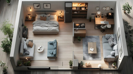 Top View of a Modern Apartment Illustration