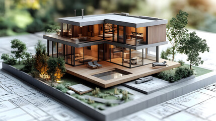 Modern House 3D Model with Pool and Landscaping