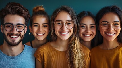 Obraz premium Diverse group smiling, laughing together: friends, family, students, youth enjoying casual fun and happinessDiverse group smiling, laughing together: friends, family, students, youth enjoying casual f