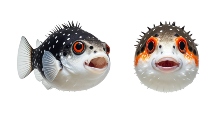 Pufferfish collection side and front view..