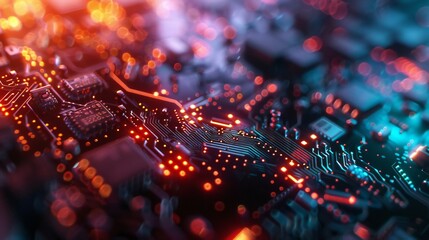 Close-up of an electronic component with detailed textures and a high-tech feel