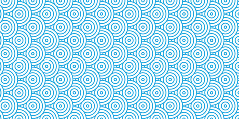 Fototapeta premium Vector overlapping Pattern Minimal diamond geometric blue color spiral line waves abstract wave line. seamless blue tile stripe overlap creative retro circle line fabric pattern white background.