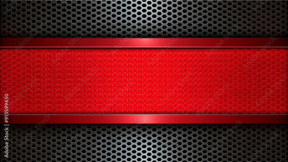 Poster abstract red and black hexagon pattern background.