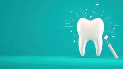 Bright Smiles Ahead - Dental Visit, Check-up, and Cleaning Flat Design Illustration with Copy Space for Text