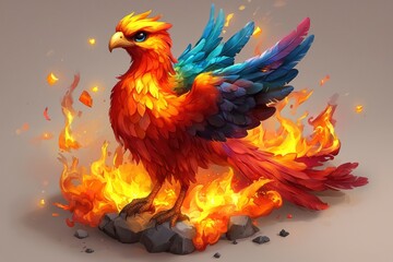 Obraz premium Mythical Firebird Emerging from Flames