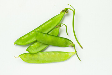 Snow peas isolated on white background.