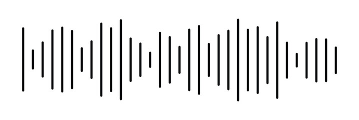 Waves of the equalizer. Vector illustration of music sound on isolated background. Drawing of radio signal painted by black inks. Sketch of musical soundtrack. Etching of voice record. In eps 10.