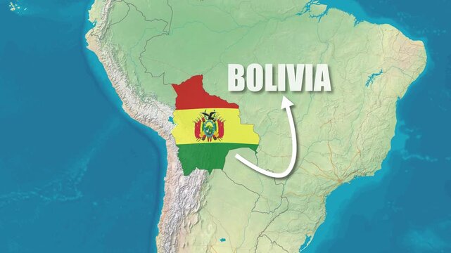 Map of Bolivia Zooming Animation  Bolivia Map Flag Rotating with Text  Showing 4K Video Full HD