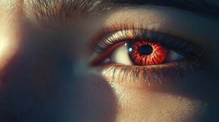 Red eyes with a person with visibly irritated eyes 