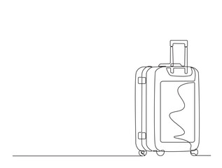 Continuous one line drawing of trendy suitcase . Travel and holiday concept.