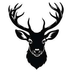 Naklejka premium Collection of black deer icons.Logo of deer.Deer simple icon.Reindeer vector symbols.Set of deers.