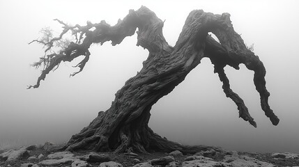 Scary old dead tree branches isolated on white background.	
