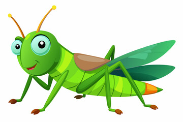 Grasshopper Cartoon cartoon, Vector illustration on a white Background.