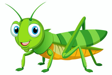 Grasshopper Cartoon cartoon, Vector illustration on a white Background.