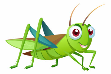 Grasshopper Cartoon cartoon, Vector illustration on a white Background.