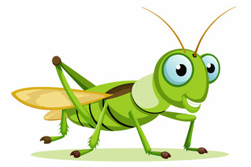Grasshopper Cartoon cartoon, Vector illustration on a white Background.